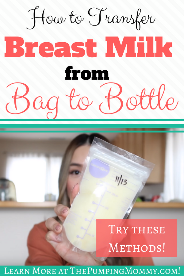 How to Transfer Breast Milk from Bag to Bottle Getting Breast Milk from Bag to Bottle without spilling is a hold-your-breath kind of moment for all pumping moms. Learn how you can avoid wasting any of that precious gold with these methods! #BreastMilkfromBagtoBottle #TransferingBreastMilk #BreastPump #Pumping #Breastfeeding #PumpinStoreSystem